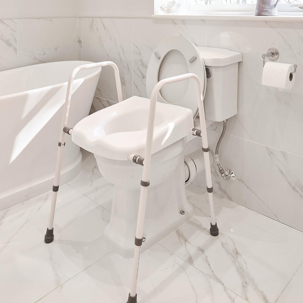 NRS Healthcare Mowbray Toilet Seat and Frame Lite - Width Adjustable - Ready Assembled - N36974 Mobility Aid - Good
