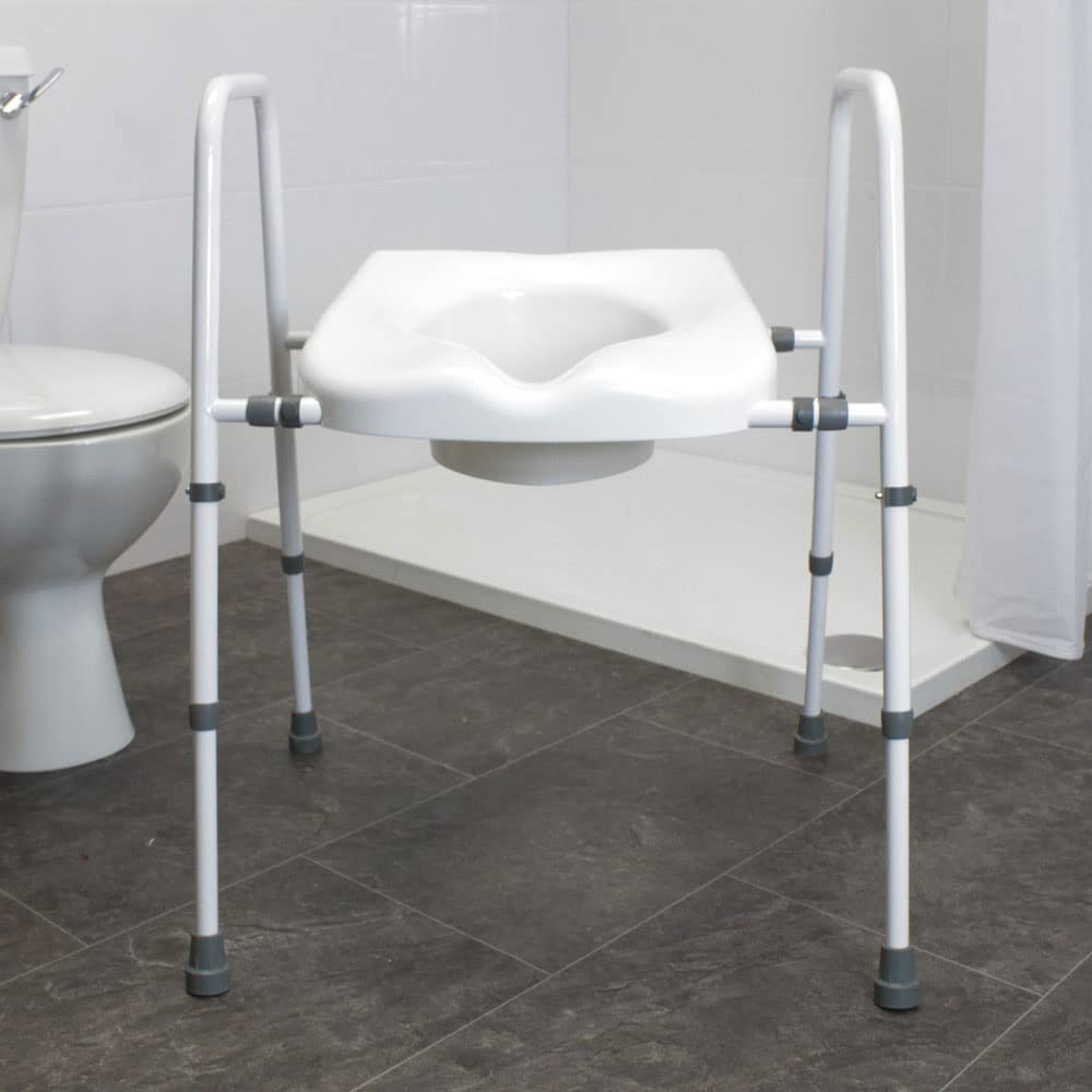 NRS Healthcare Mowbray Toilet Seat and Frame Lite - Width Adjustable - Ready Assembled - N36974 Mobility Aid - Good