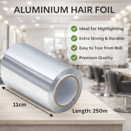 Aluminium Hair Foil Roll 250m x 11cm - Professional Highlighting Colouring & Nail Gel Removal Foil - Damaged Box