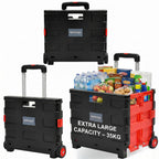 Rainberg Heavy Duty Folding Trolley Box Cart - Extra Large - 35kg Capacity - Collapsible Shopping Crate Boot Cart - Very Good