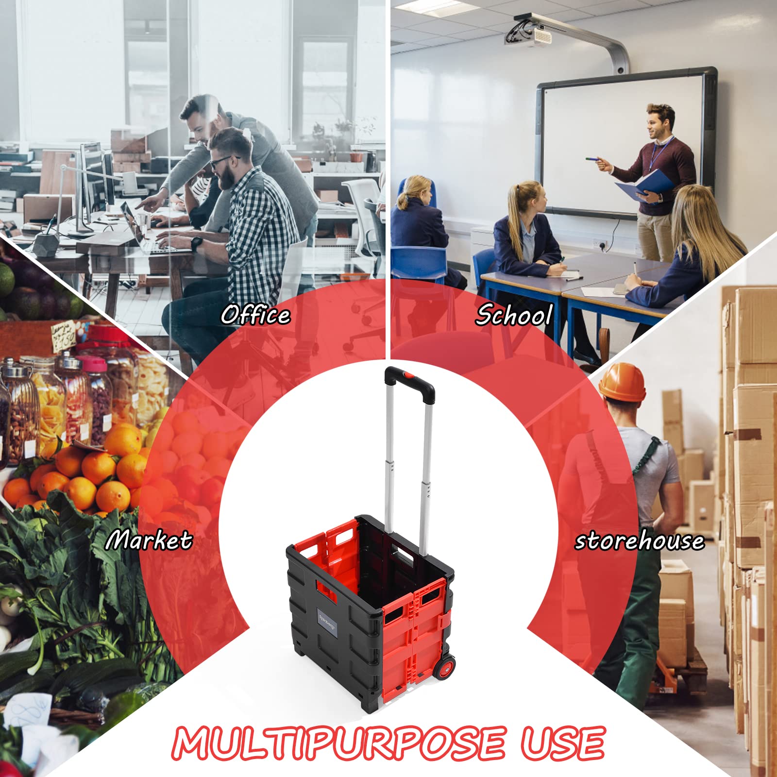 Rainberg Heavy Duty Folding Trolley Box Cart - Extra Large - 35kg Capacity - Collapsible Shopping Crate Boot Cart - Very Good