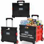 Rainberg Heavy Duty Folding Trolley Box Cart - Extra Large - 35kg Capacity - Collapsible Shopping Crate Boot Cart - Very Good
