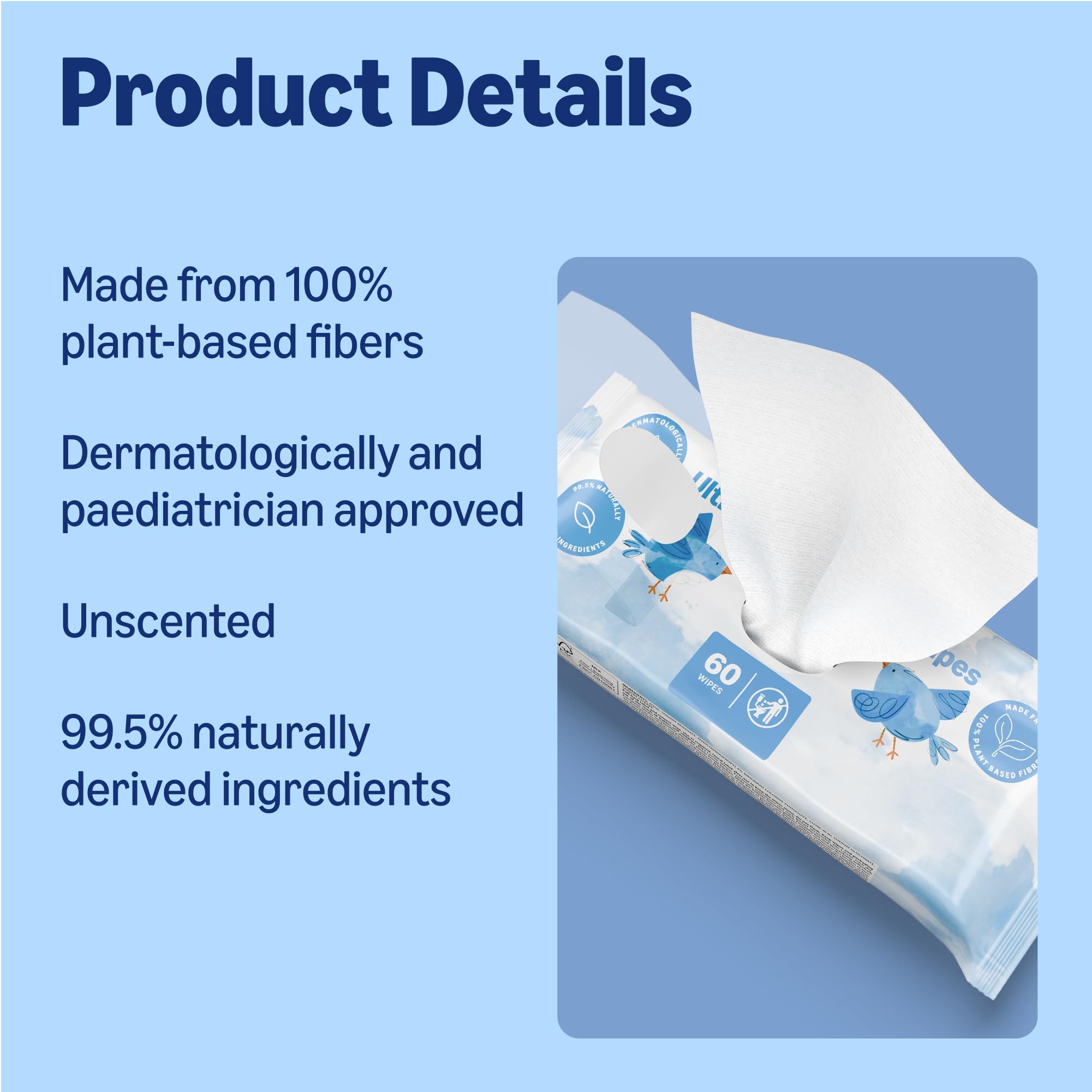 by Amazon Ultra Sensitive Baby Wipes - 99% Water, Unscented - 1080 Wipes (18x 60 Pack) Baby Skin Care - Damaged Box