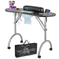 LEIBOU Professional Folding Portable Vented Beauty Manicure Table Nail Desk Salon Spa with Fan dust Collector & Bag (35''x 16''x 28'') (Black Flower) - New