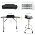 LEIBOU Professional Folding Portable Vented Beauty Manicure Table Nail Desk Salon Spa with Fan dust Collector & Bag (35''x 16''x 28'') (Black Flower) - New