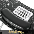 LEIBOU Professional Folding Portable Vented Beauty Manicure Table Nail Desk Salon Spa with Fan dust Collector & Bag (35''x 16''x 28'') (Black Flower) - New