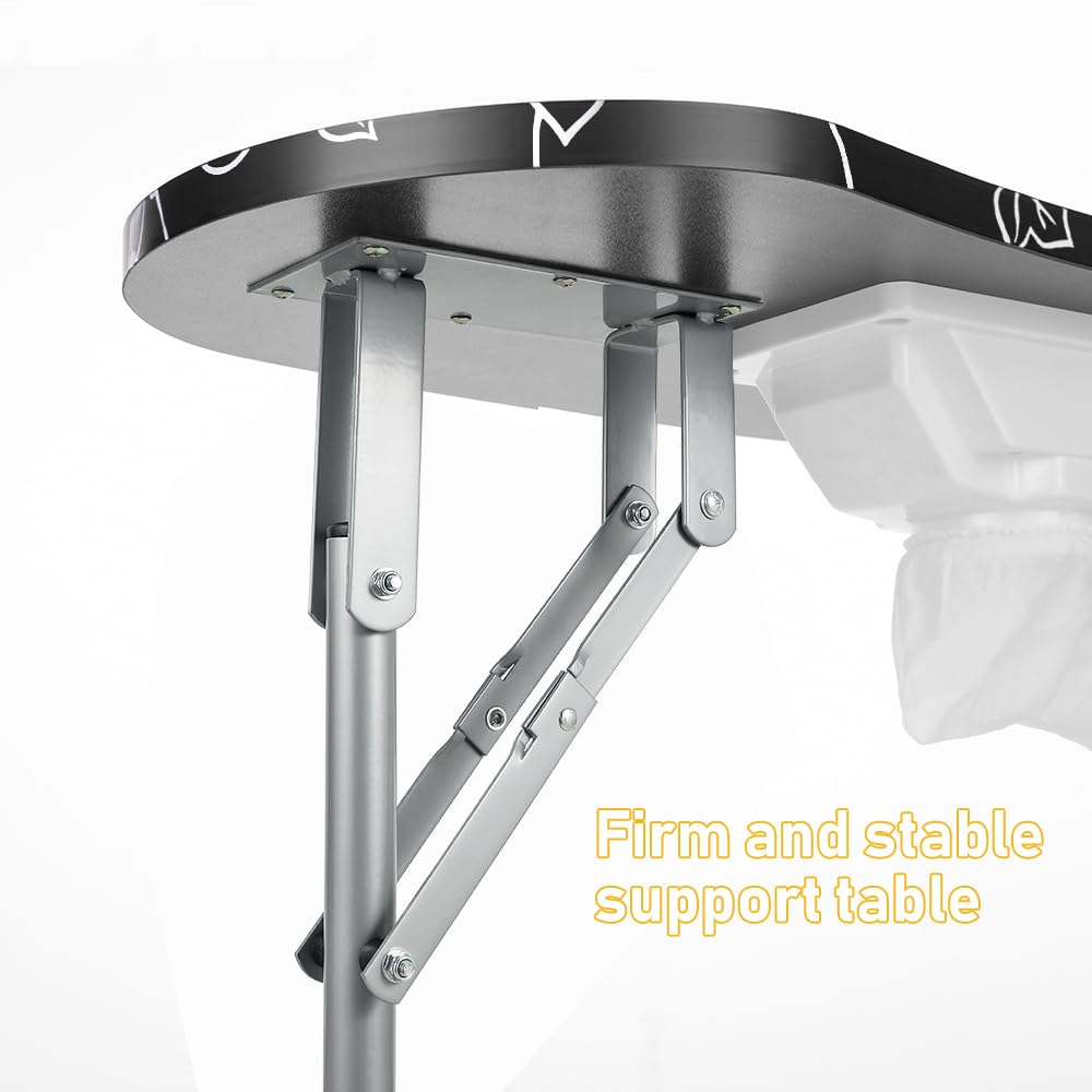 LEIBOU Professional Folding Portable Vented Beauty Manicure Table Nail Desk Salon Spa with Fan dust Collector & Bag (35''x 16''x 28'') (Black Flower) - New