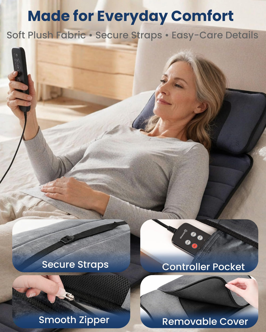 COMFIER Heated Full Body Massage Mat - Back Massager Pad with Heat - Vibrating Relaxation Cushion for Home Office Chair Sofa - Very Good