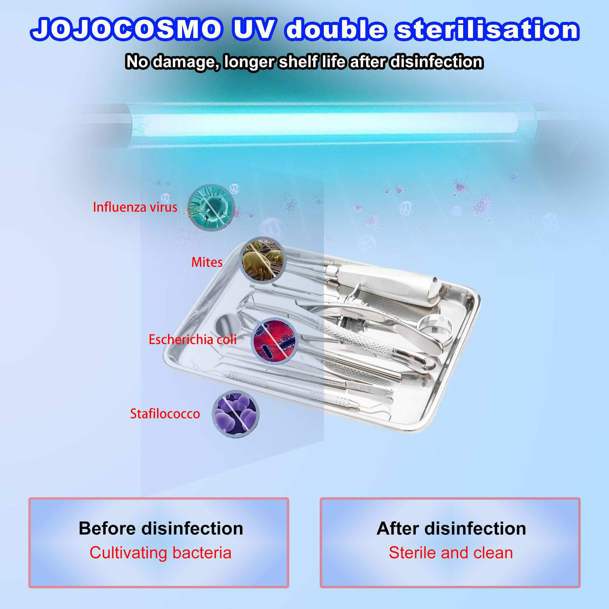 JOJOCOSMO UV steriliser,16.2L Extra large capacity nail tool sterilizer, autoclave sterilizer with timer setting, LED UV Disinfection Cabinet for barbershop, beauty salon, home and spa use - New