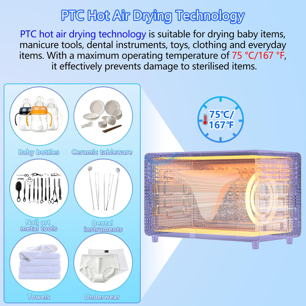 JOJOCOSMO UV steriliser,16.2L Extra large capacity nail tool sterilizer, autoclave sterilizer with timer setting, LED UV Disinfection Cabinet for barbershop, beauty salon, home and spa use - New
