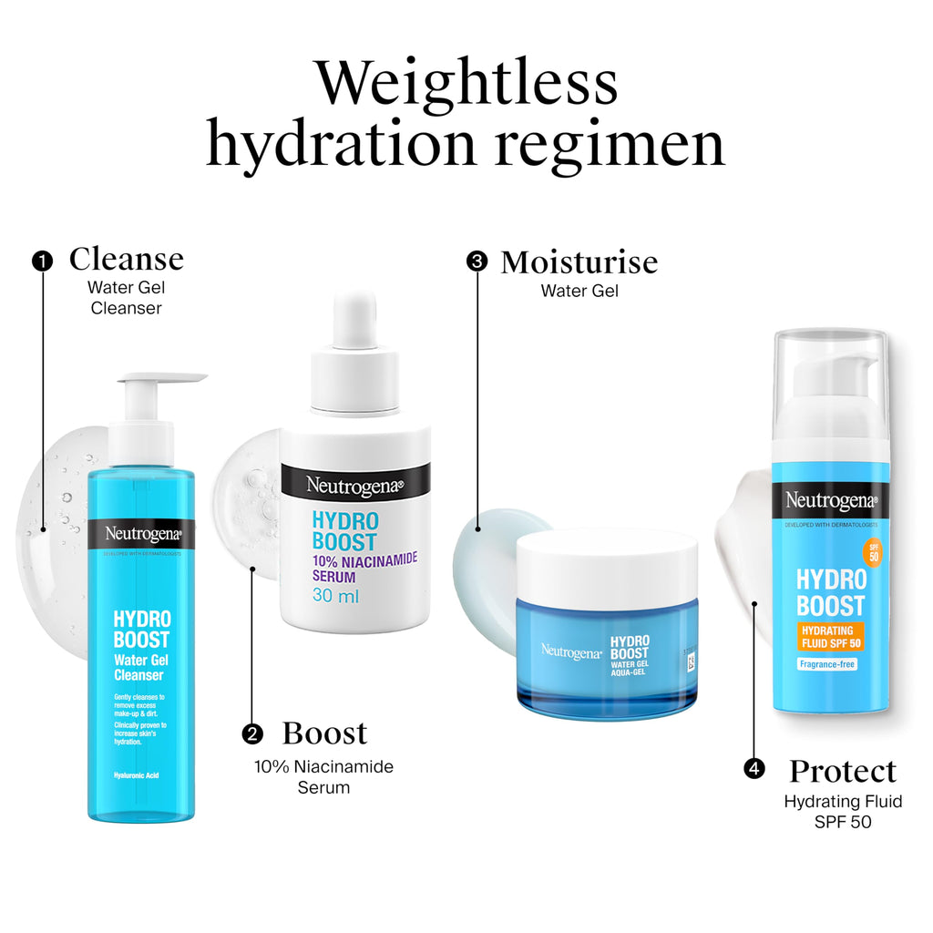 Neutrogena Hydro Boost Water Gel (1x 50ml), Oil-Free Face Cream with Hyaluronic Acid, Amino Acids and Electrolytes, Lightweight Face Care with 72 Hour Hydration, For Acne-Prone and Sensitive Skin - New