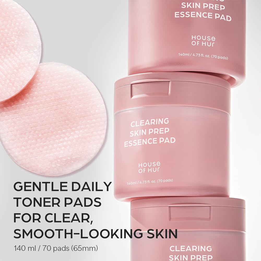 House of Hur 70 x Moisturizing Exfoliating Pads for Skin Preparation with Aha, Bha, Pha and Beetroot Extract, Korean Skincare, 140ml - Damaged Box