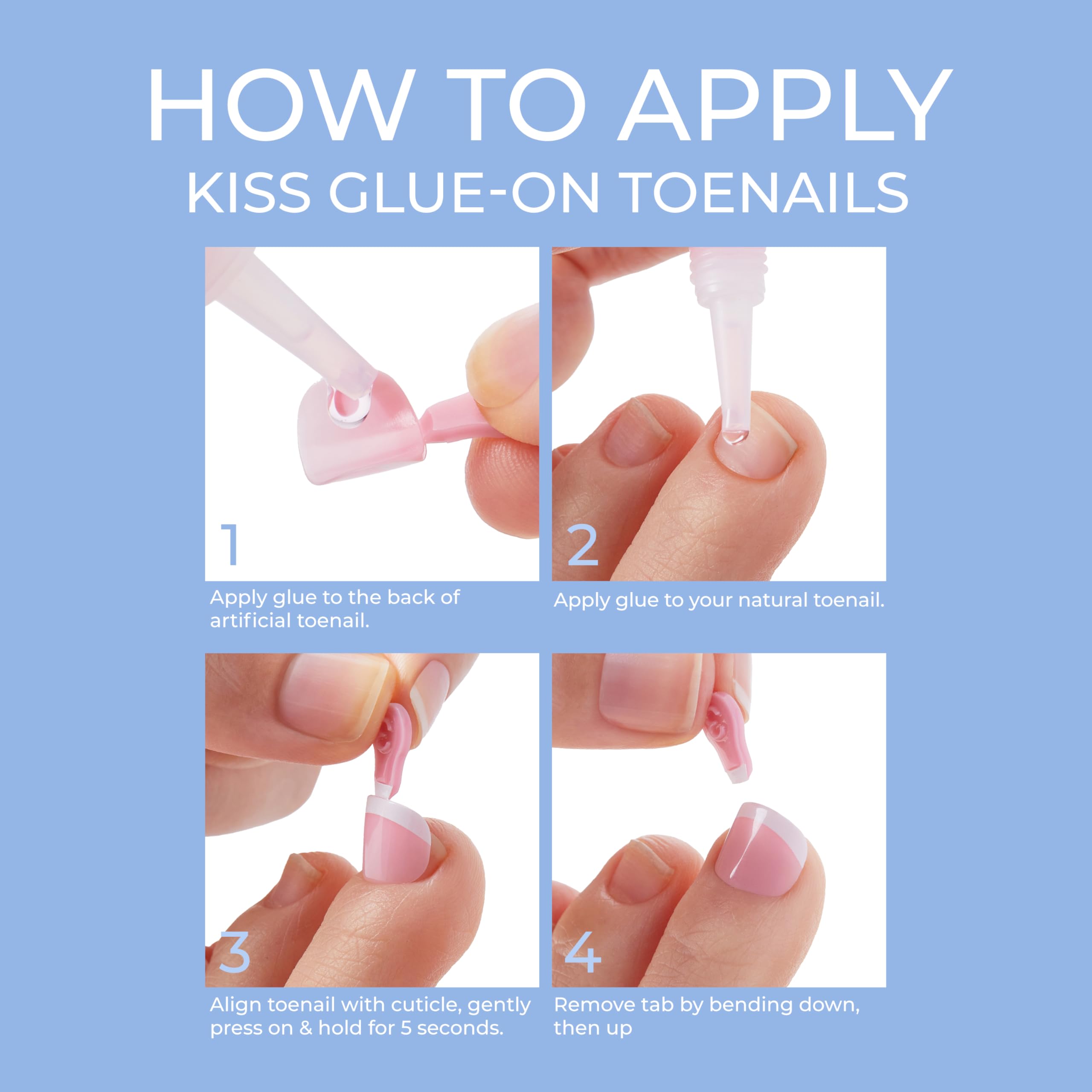 KISS Salon Acrylic French Toenail Kit - Walk Away Style - Artificial Press-On Nails - Damaged Box