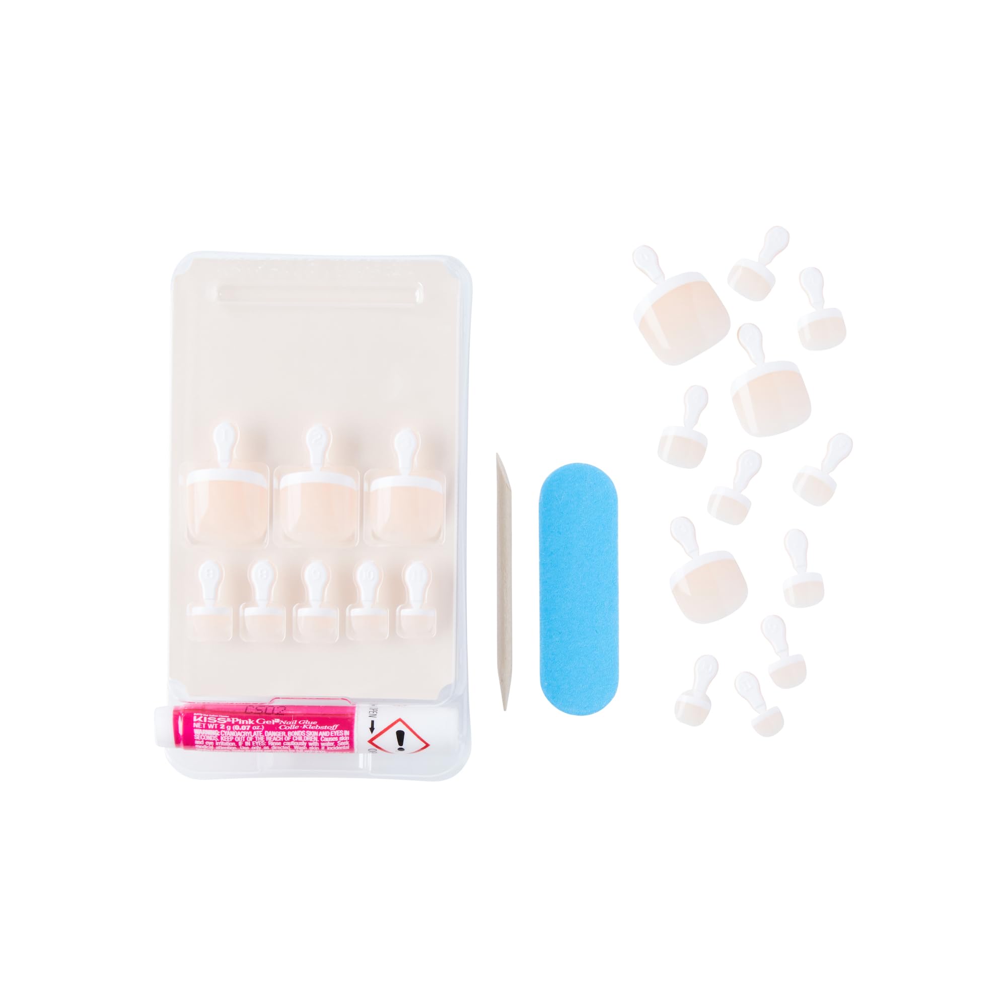 KISS Salon Acrylic French Toenail Kit - Walk Away Style - Artificial Press-On Nails - Damaged Box