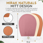 Mirak Naturals 3 Deep Exfoliating Mitts Body Scrub for Soft Skin - Exfoliating Glove & Skin Cleanser Spa Hammam Fake Tan Remover, Double-Sided Deep Exfoliation Scrubbing Mitt, Shower Gloves - Damaged Box