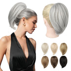 REECHO Ponytail Extension,Claw Clip Hair Bun Hair Piece Short Straight Ponytail Hair Extensions Messy Hair Bun Natural Synthetic Fake Ponytail Hair Pieces for Women- Silver Grey - New