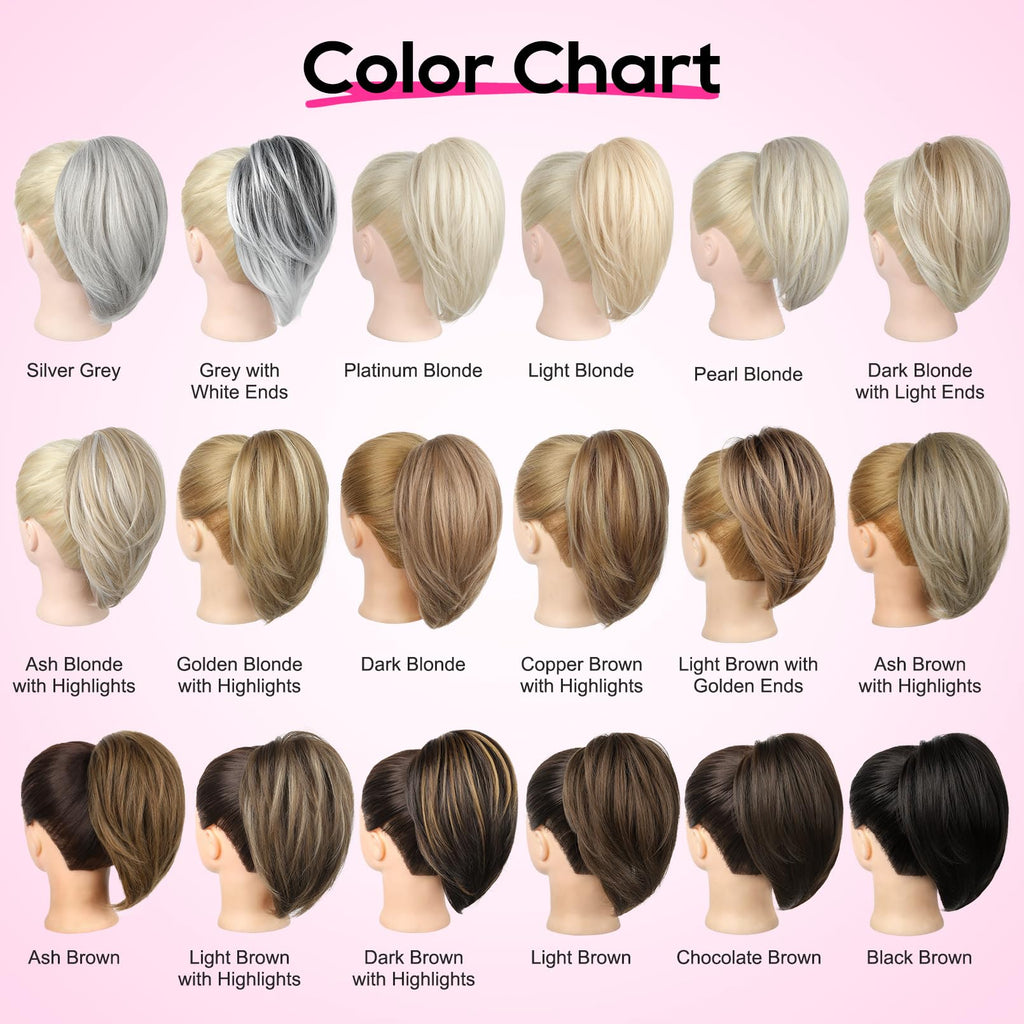 REECHO Ponytail Extension,Claw Clip Hair Bun Hair Piece Short Straight Ponytail Hair Extensions Messy Hair Bun Natural Synthetic Fake Ponytail Hair Pieces for Women- Silver Grey - New
