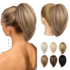 REECHO Ponytail Extension,Claw Clip Hair Bun Hair Piece Short Straight Ponytail Hair Extensions Messy Hair Bun Natural Synthetic Fake Ponytail Hair Pieces for Women- Silver Grey - New