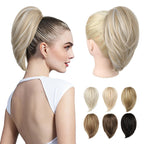 REECHO Ponytail Extension,Claw Clip Hair Bun Hair Piece Short Straight Ponytail Hair Extensions Messy Hair Bun Natural Synthetic Fake Ponytail Hair Pieces for Women- Silver Grey - New