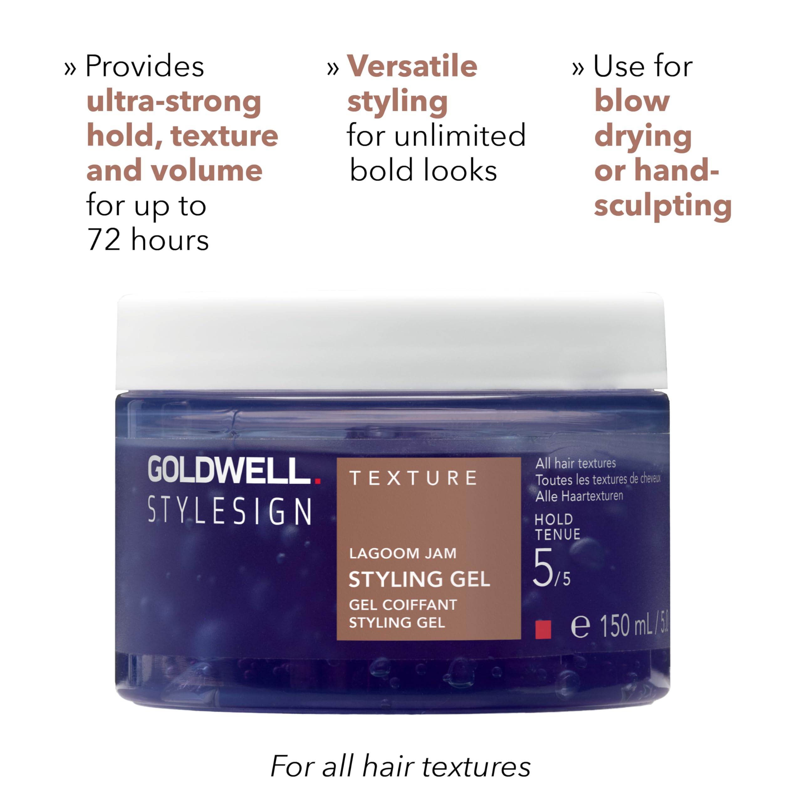 Goldwell StyleSign Lagoom Jam Styling Gel, For All Hair Types, Ultra-Strong Hold & High Shine, Humidity & Frizz Resistance up to 72h, Vegan, 150ml - New