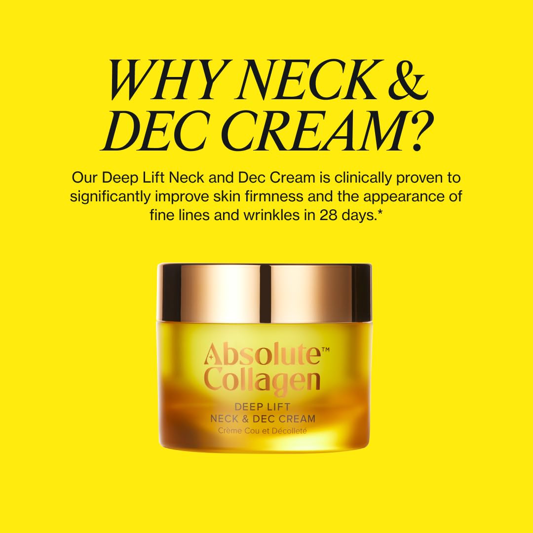 Absolute Collagen Deep Lift Neck & D'ecollet'e Cream 50ml - Anti-Wrinkle, Anti-Ageing and Neck Firming Cream - Visibly Reduces Appearance of Fine Lines and Wrinkles - Smoother, Firmer & Sculpted Skin - Damaged Box