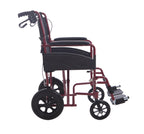 Lightweight Aluminium Folding Transit Travel Wheelchair - Red, 9.5kg, Attendant Brakes, Seatbelt, Adjustable Footrests Compact Mobility Aid - Very Good