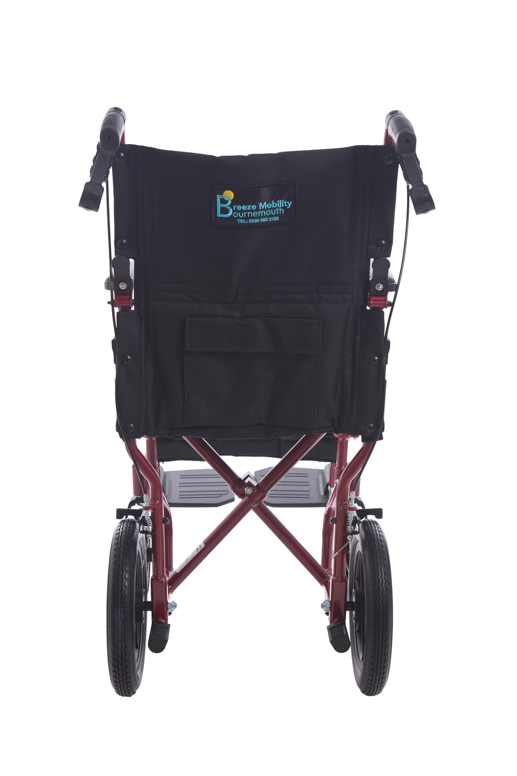 Lightweight Aluminium Folding Transit Travel Wheelchair - Red, 9.5kg, Attendant Brakes, Seatbelt, Adjustable Footrests Compact Mobility Aid - Very Good