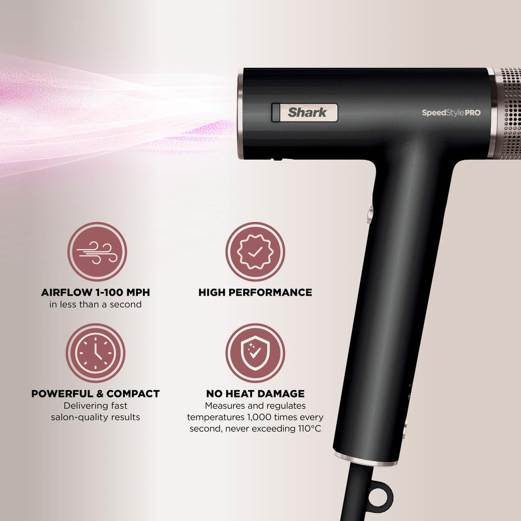 Shark SpeedStyle Pro Hair Dryer, for Straight & Wavy Hair, Black, HD731UK - Very Good