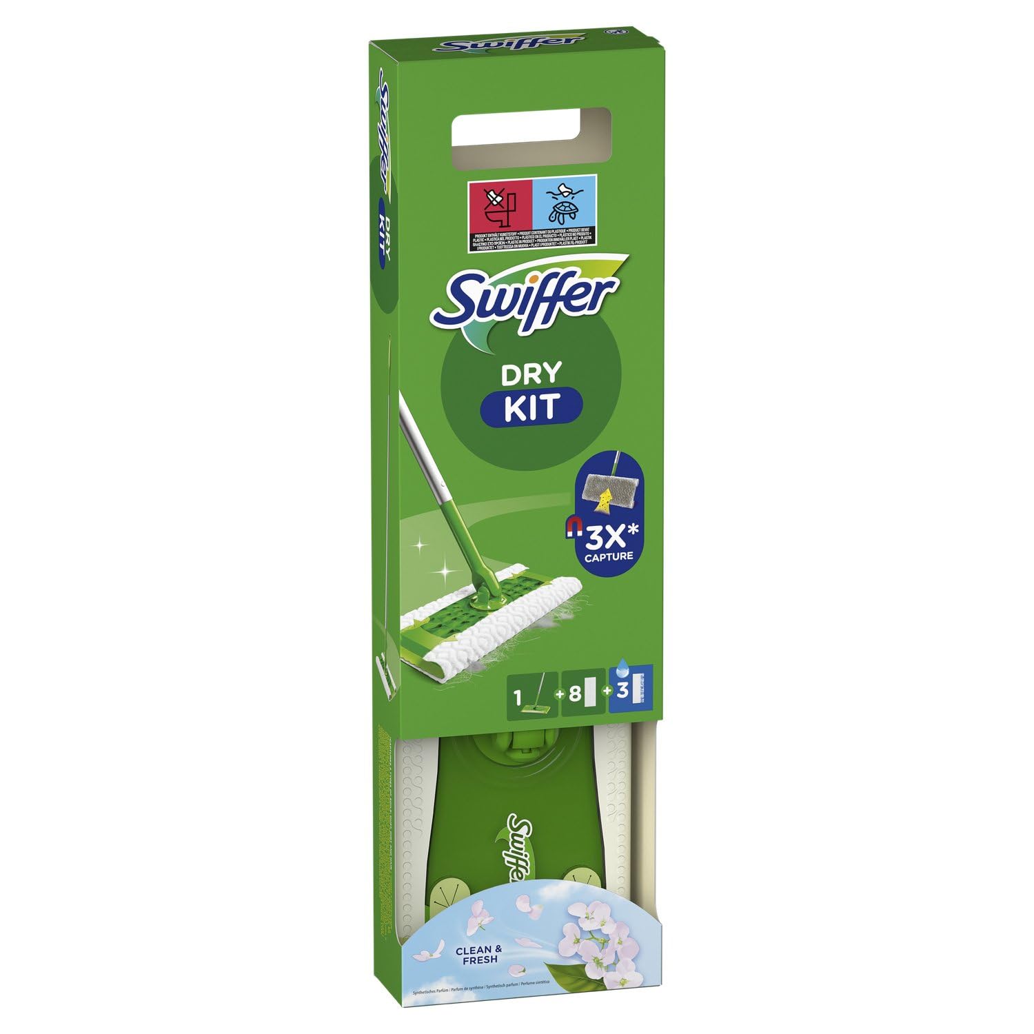 Swiffer Floor Cleaning Starter Kit - 1 Mop, 8 Dry Refills, 3 Wet Wipes - Household Cleaner - Very Good
