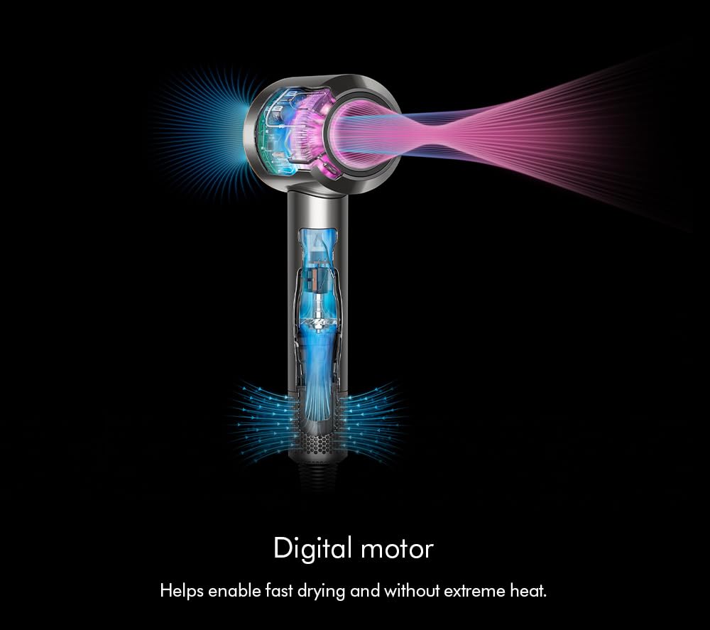 Dyson SupersonicTM Hair Dryer Straight+Wavy - Fast Drying Without Extreme Heat - Intelligent Temperature Control - Includes 3 attachments - Very Good