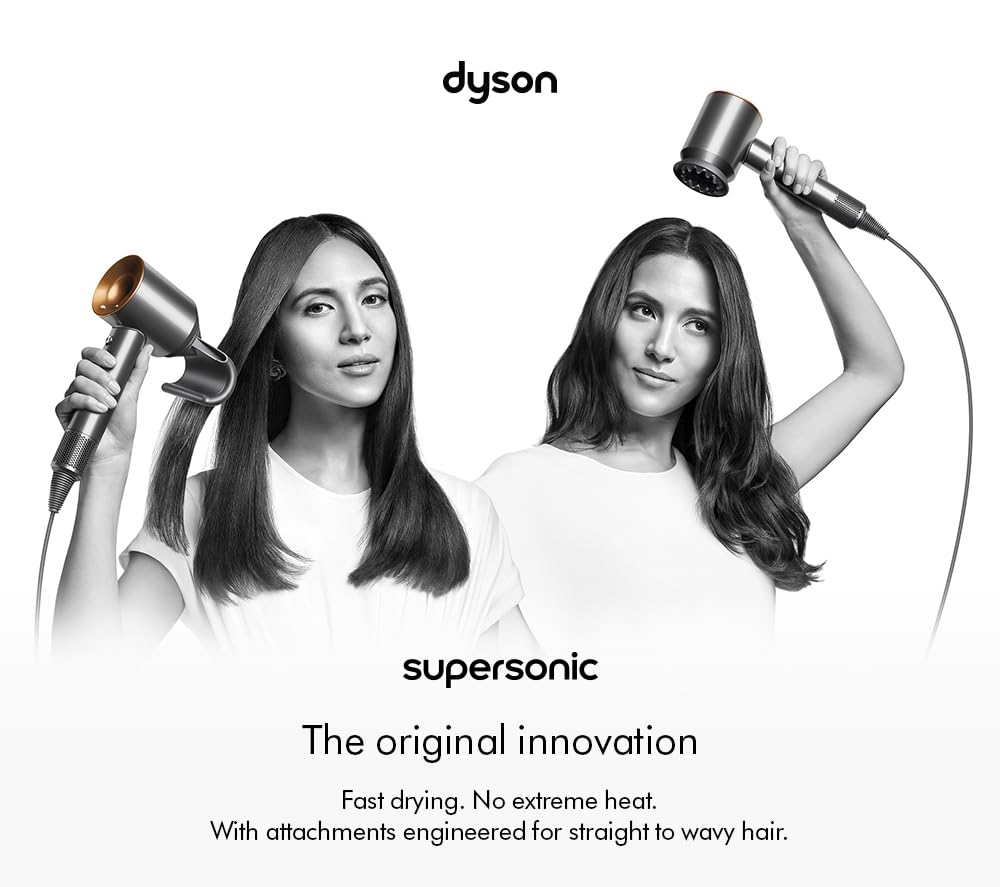 Dyson SupersonicTM Hair Dryer Straight+Wavy - Fast Drying Without Extreme Heat - Intelligent Temperature Control - Includes 3 attachments - Very Good