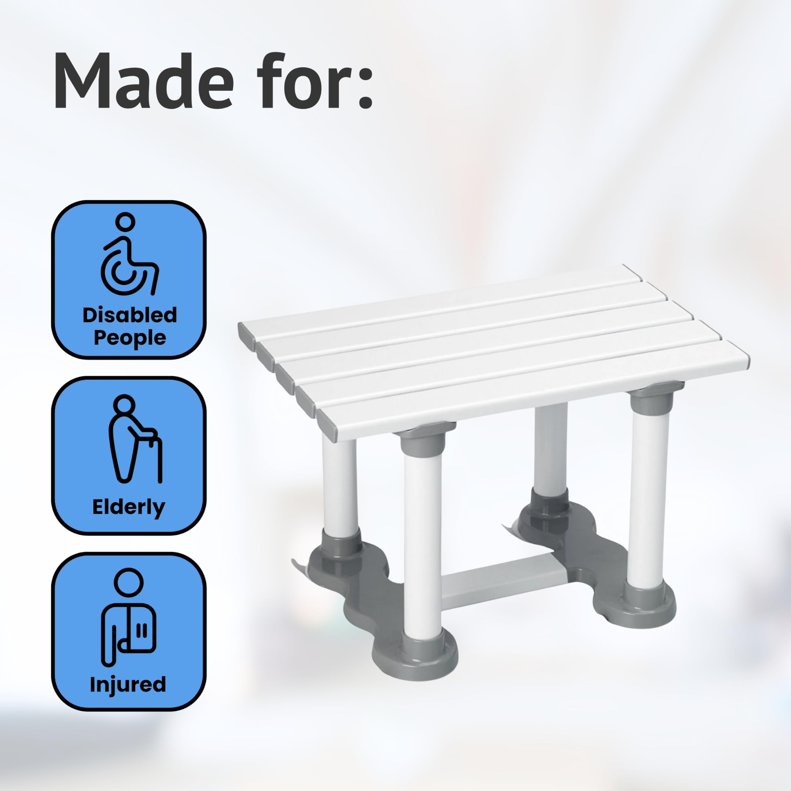 Homecraft Savanah Slatted Bath Seat - 6 Inch Lightweight Bathing Chair for Elderly Disabled Bariatric - Non-Slip Shower Stool Suction Cups - Very Good