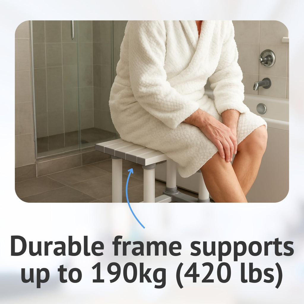 Homecraft Savanah Slatted Bath Seat - 6 Inch Lightweight Bathing Chair for Elderly Disabled Bariatric - Non-Slip Shower Stool Suction Cups - Very Good