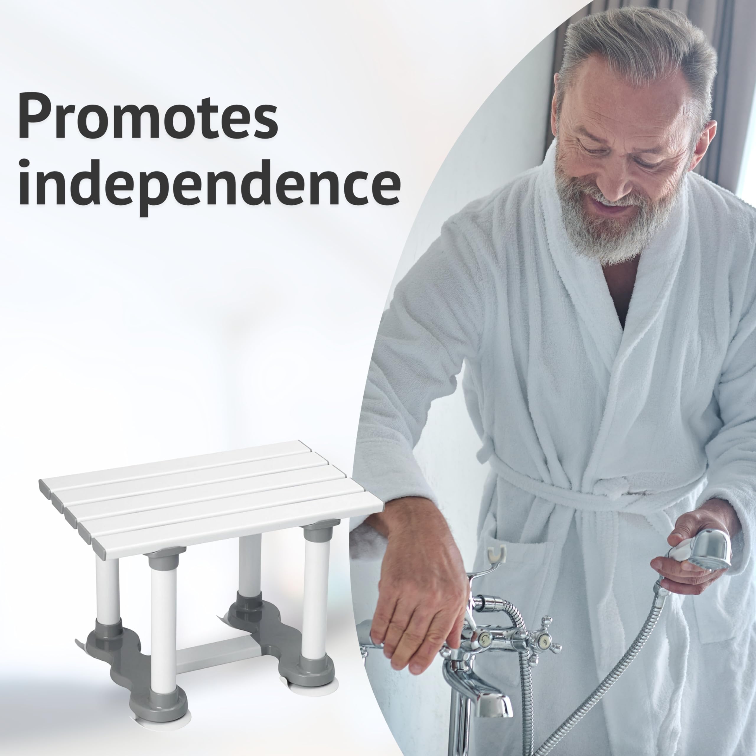 Homecraft Savanah Slatted Bath Seat - 6 Inch Lightweight Bathing Chair for Elderly Disabled Bariatric - Non-Slip Shower Stool Suction Cups - Very Good