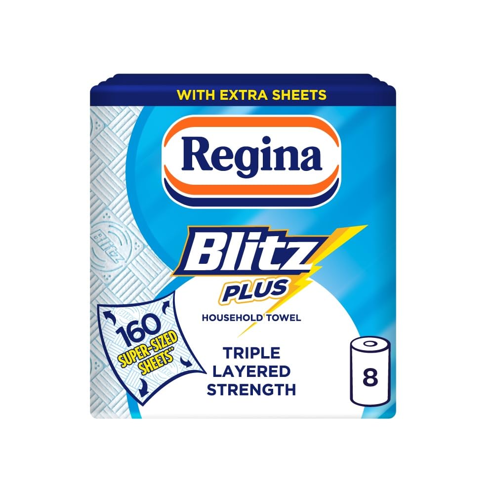 Regina Blitz Plus, 8 Rolls of Household Towel, 3-Ply - Damaged Box