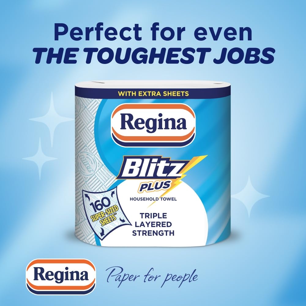 Regina Blitz Plus, 8 Rolls of Household Towel, 3-Ply - Damaged Box