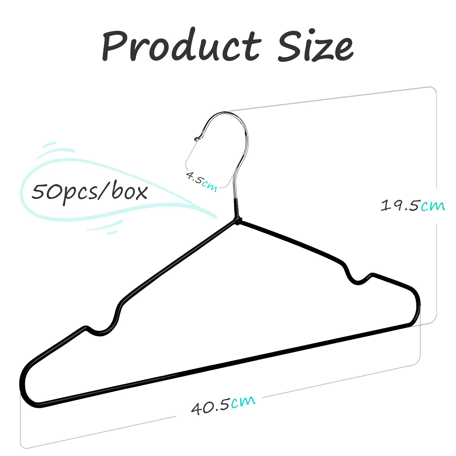 Rainberg Rubber Coated Metal Hangers - 50 Pack Heavy Duty Space Saving Non-Slip Clothes Wardrobe Coat Hangers - Black - Very Good