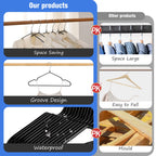 Rainberg Rubber Coated Metal Hangers - 50 Pack Heavy Duty Space Saving Non-Slip Clothes Wardrobe Coat Hangers - Black - Very Good