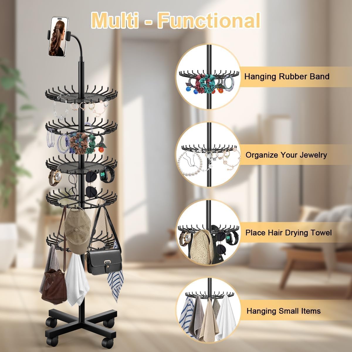 Braiding Hair Stand 140 Pegs - Hair Extension Holder Display Rack Organizer - Phone Tablet Holder - Salon Stylist Mannequin Head Weaving - New