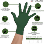 FRAMAR Green Nitrile Gloves Medium, Biodegradable Disposable Latex-Free - Damaged Box