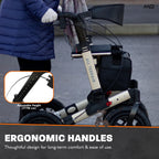 MobiQuip All Terrain 4 Wheel Rollator Walker with Seat, Champagne Coloured Frame - Lightweight, Folding Mobility Aids with Large 12" Pneumatic Tyres - Adjustable Handles, Easy-Grip Brakes & Storage - Damaged Box