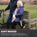 MobiQuip All Terrain 4 Wheel Rollator Walker with Seat, Champagne Coloured Frame - Lightweight, Folding Mobility Aids with Large 12" Pneumatic Tyres - Adjustable Handles, Easy-Grip Brakes & Storage - Damaged Box
