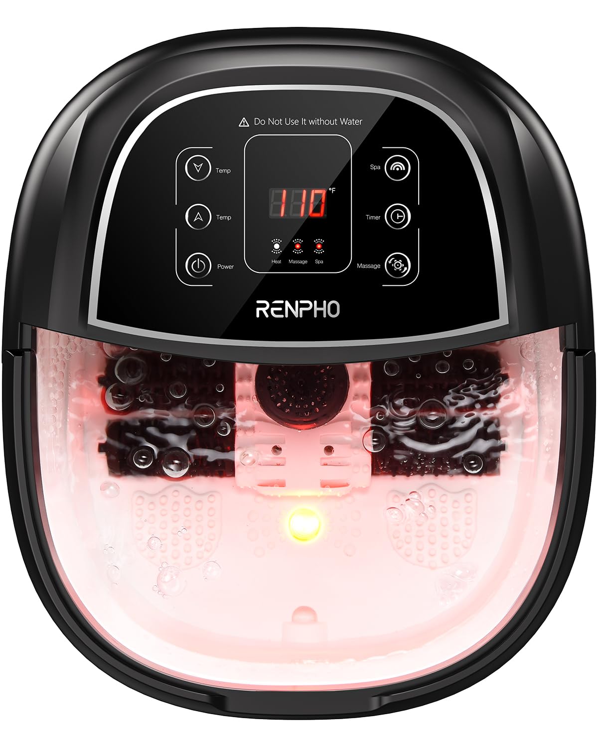 RENPHO Foot Spa Massager with Heater - Foot Bath Machine - Black - Bubble & Massage Functions - Damaged Box