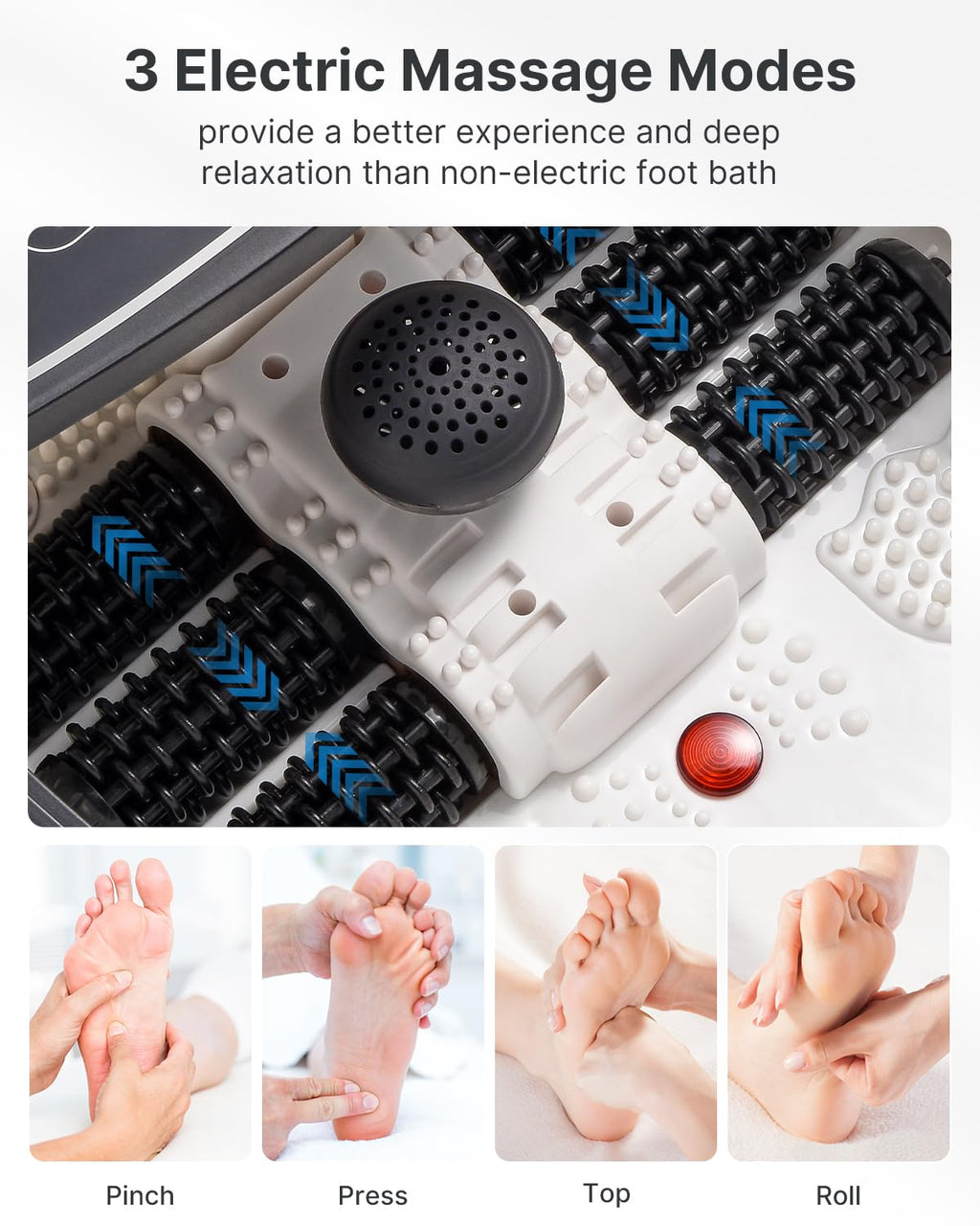 RENPHO Foot Spa Massager with Heater - Foot Bath Machine - Black - Bubble & Massage Functions - Damaged Box