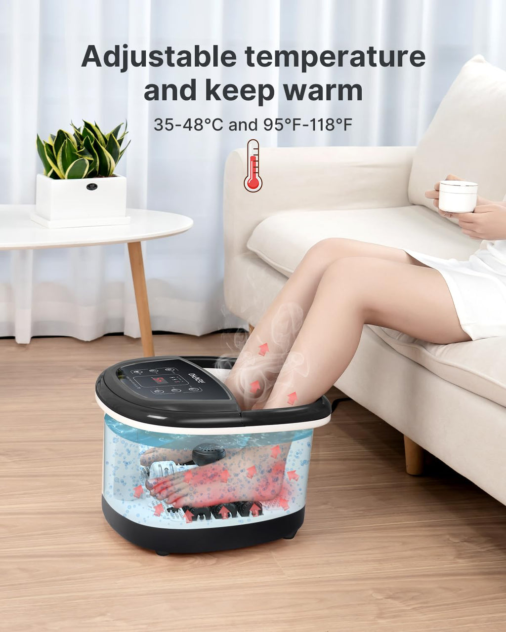 RENPHO Foot Spa Massager with Heater - Foot Bath Machine - Black - Bubble & Massage Functions - Damaged Box