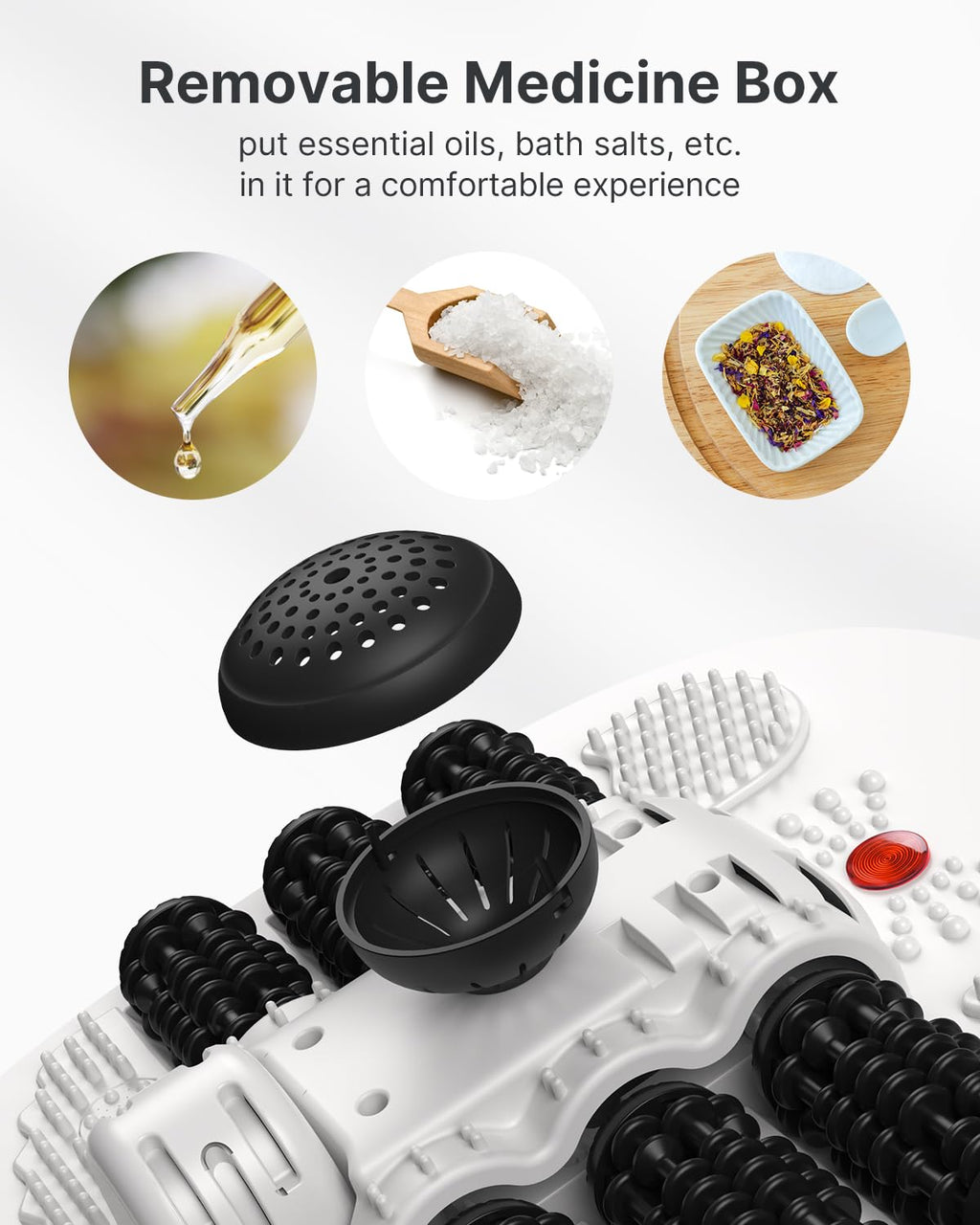 RENPHO Foot Spa Massager with Heater - Foot Bath Machine - Black - Bubble & Massage Functions - Damaged Box