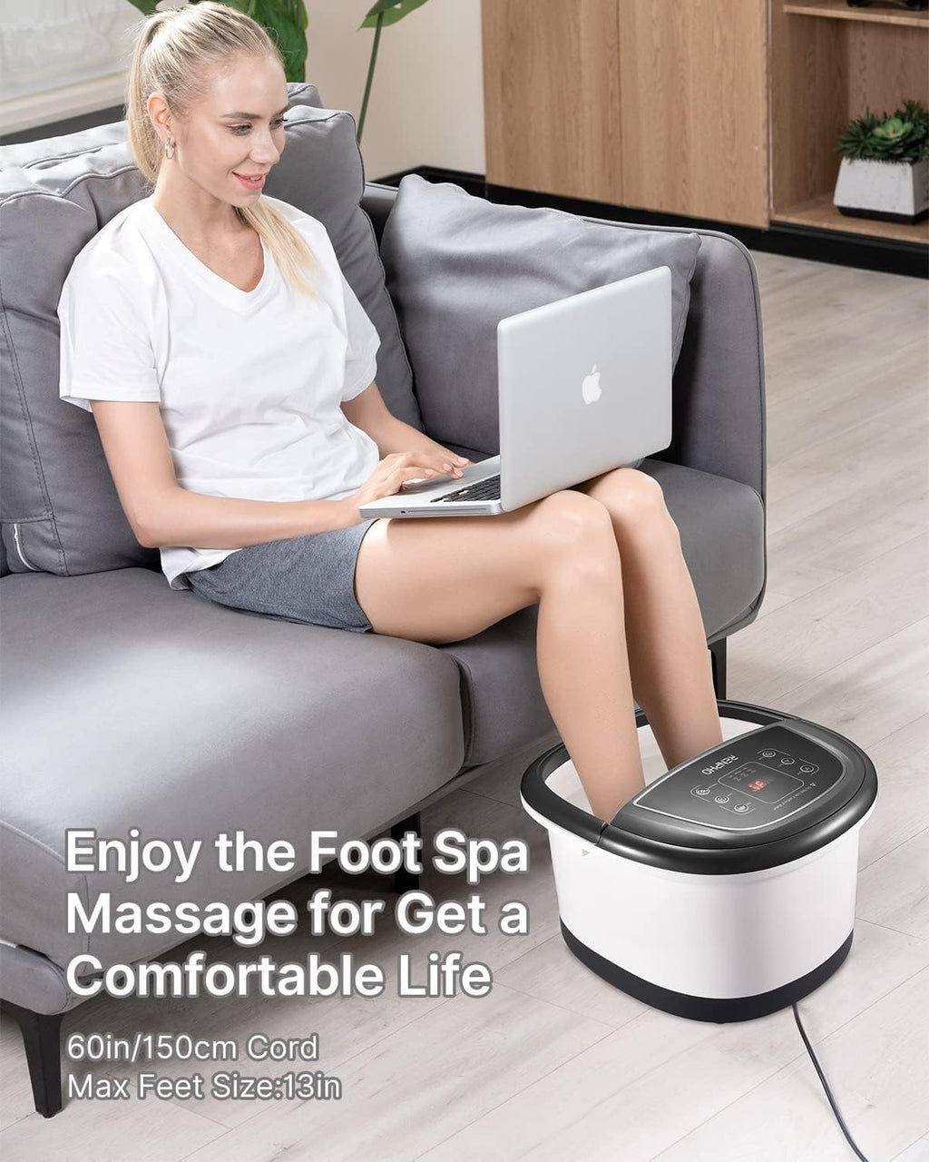 RENPHO Foot Spa Massager with Heater - Foot Bath Machine - Black - Bubble & Massage Functions - Damaged Box