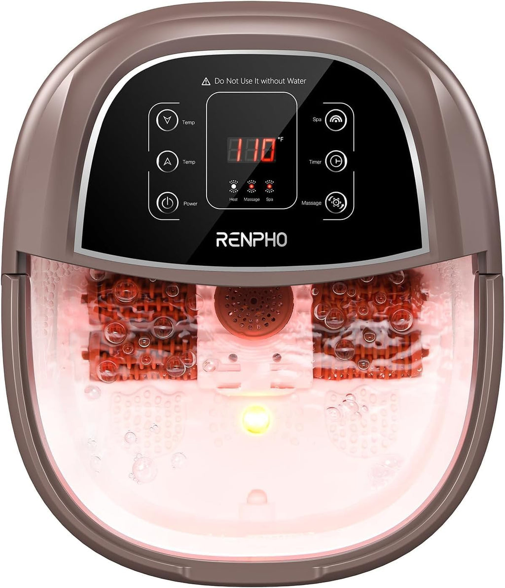 RENPHO Foot Spa Massager with Heater - Foot Bath Machine - Black - Bubble & Massage Functions - Damaged Box