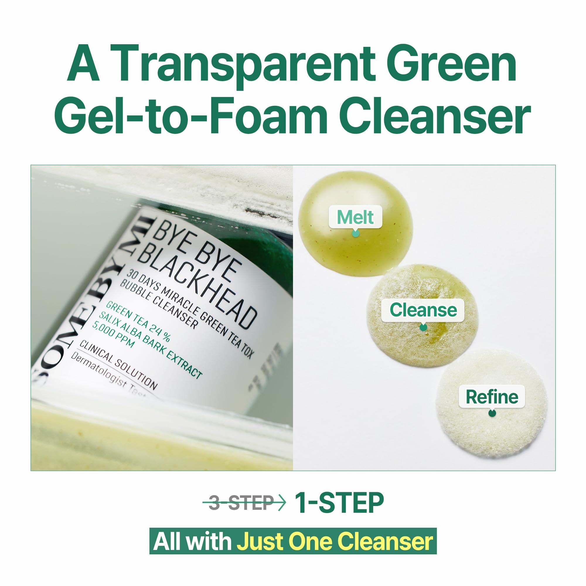SOME BY MI Bye Bye Blackhead 30 Days Miracle Green Tea Tox Bubble Cleanser - 4.23 Oz, 120g - Made from Green Tea Extract - Mild Daily Face Wash for Removing Sebum and Blackheads - Korean SkinCare - Damaged Box