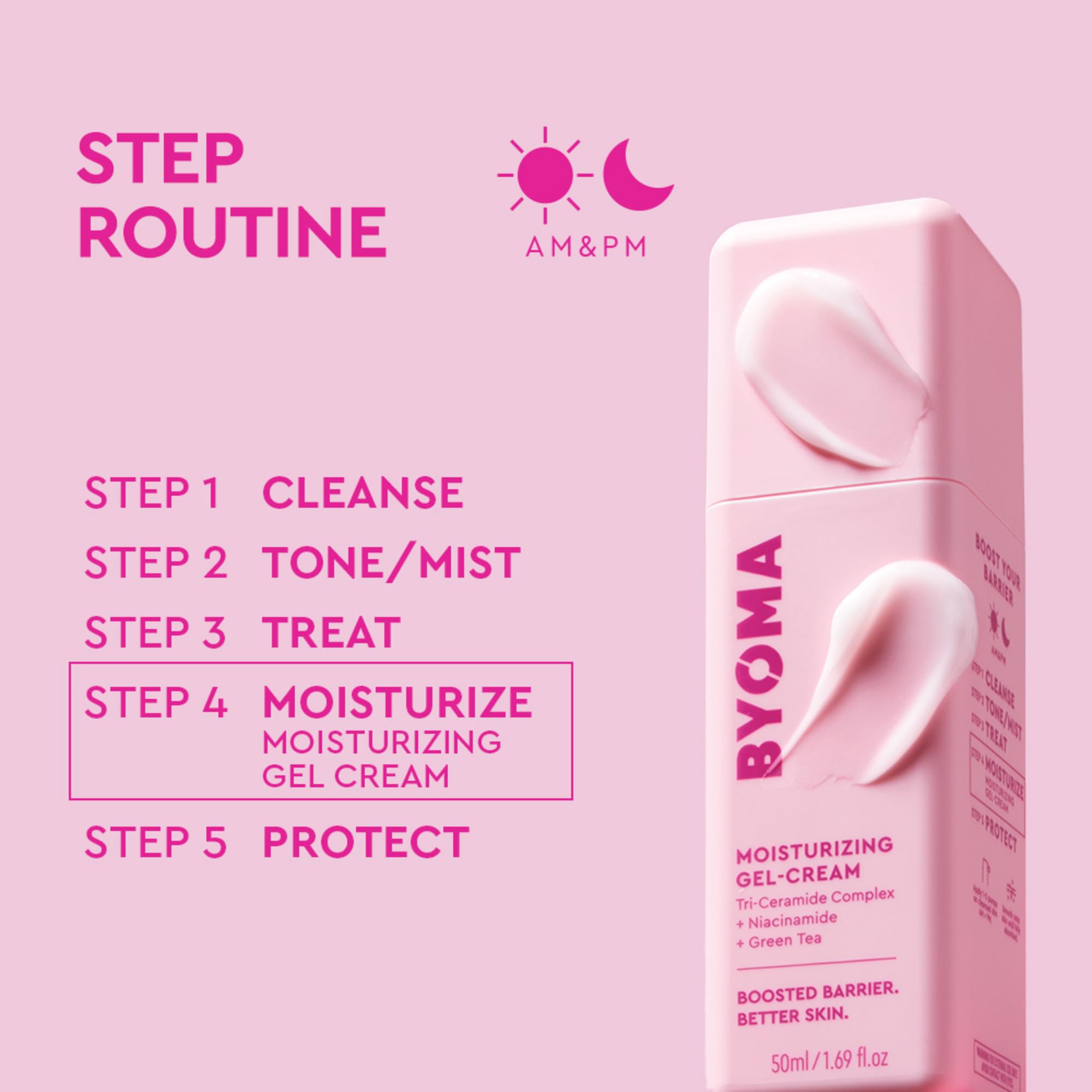 BYOMA Moisturising Gel Cream, Lightweight Oil Free Daily Moisturiser (50ml) - New